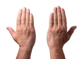 Grainy of a middle aged woman hand Isolated on Transparent or White Background