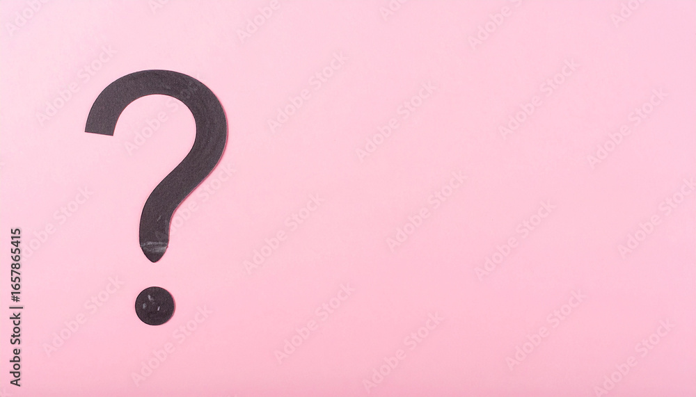 Poster question mark on pink background. faq and qa. problem solution.