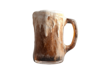 Frosty mug of root beer isolated on white background
