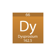 Dy Dysprosium Lanthanide Chemical Element Periodic Table. Simple flat square vector illustration, simple clean style Icon with molar mass and atomic number for Lab, science or chemistry class.