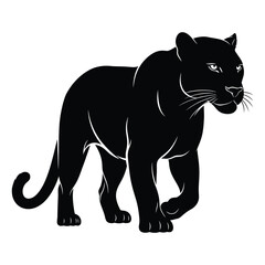 Obraz premium Black Panther Silhouette Walking on White Background