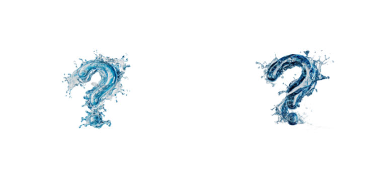 Dynamic Liquid Question Marks with Splashing Droplets, cut out transparent