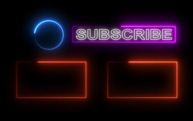 Neon Thanks for watching animation for screen end video On Black Background.Glowing red neon text Subscribe - Powered by Adobe