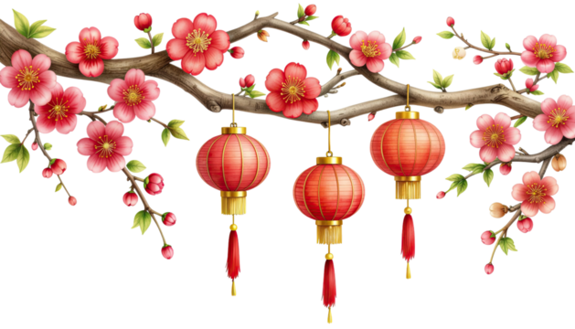 Traditional Chinese hanging lantern red festive cultural light decoration isolated on white background - Powered by Adobe