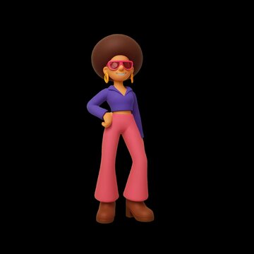 Retro dancing character with attitude animation isolated asset, transparent 4K video, alpha channel, ProRes 4444