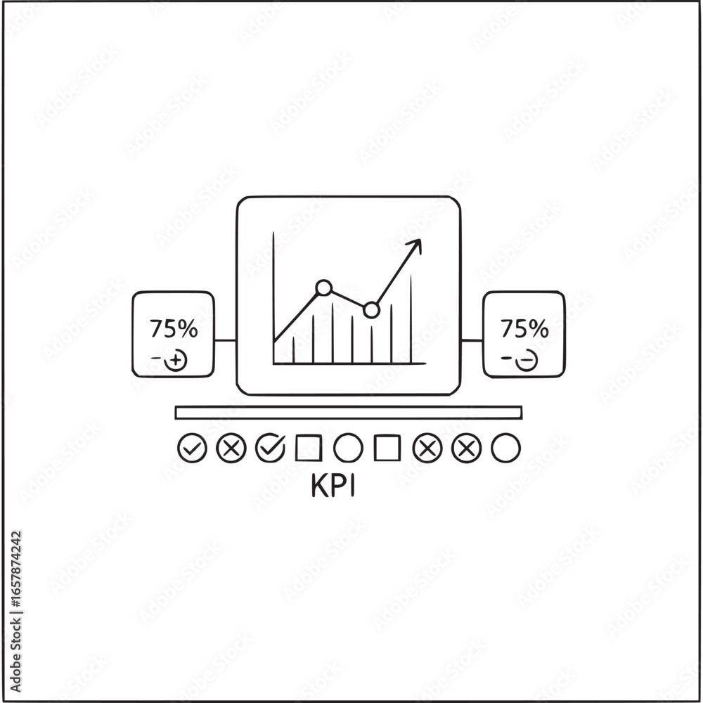 Aufkleber kpi key performance indicator business metric analysis chart graph data report statistic success goa