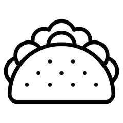 Taco icon in line style, suitable for food, fast food and restaurant concept illustrations