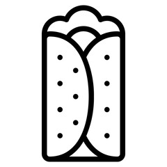 Burrito icon in line style, suitable for food, fast food and restaurant concept illustrations