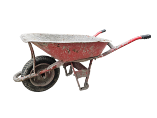 Close-Up View of Heavy-Duty Construction Equipment for Garden and Building Projects, Durable Design, and Manual Handling. Isolated on white background, transparent PNG