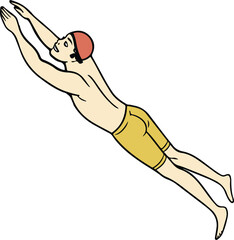 Illustration of male and female professionals greeting each other with a handshake symbolizing cooperation.