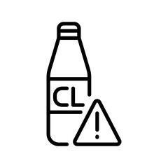chlorine cleaner black line icon for digital and print projects.