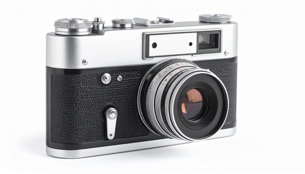 Vintage rangefinder camera—silver and brown, tactile and precise; a timeless tool of memory, craft, and the quiet pursuit of perspective.