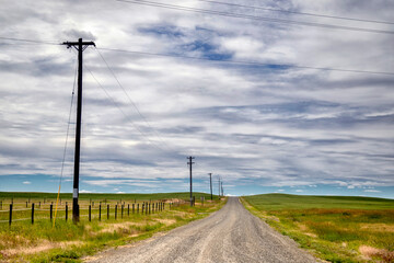 Telegraph Poles and Country Road Idaho USA