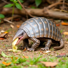 Fototapeta premium Six-Banded Armadillo Euphractus Sexcinctus Eating
