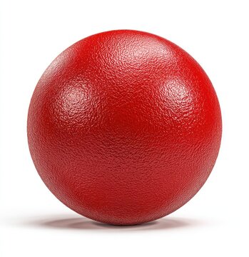 Red sphere, perfectly round, smooth texture, vibrant color, sports equipment, isolated on white background