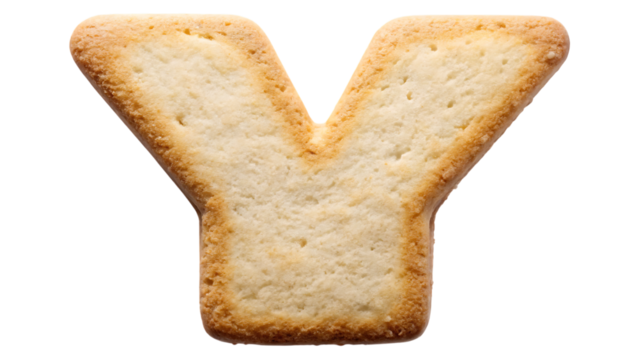 Letter ‘Y’ Cookie with Light Airy Texture and Vanilla Bean – Isolated on Transparent Background, AI Generated