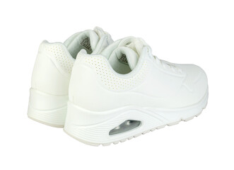 A pair of white sneakers isolated on transparent background