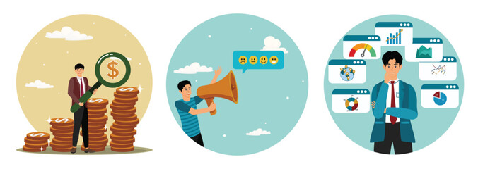 Investment or financial analysis analysis. Customer satisfaction survey. Businessman financial.