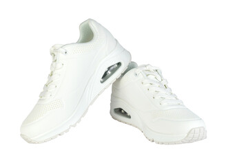 A pair of white sneakers isolated on transparent background