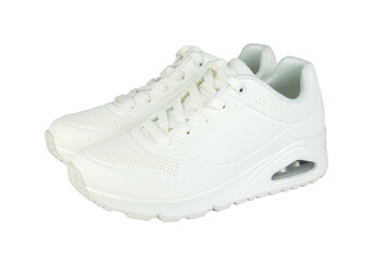 A pair of white sneakers isolated on transparent background