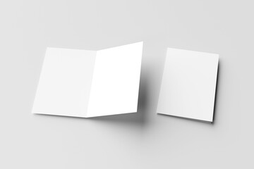 A4 Bi-fold brochure or invitation sample isolated on grey background