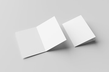 A4 Bi-fold brochure or invitation sample isolated on grey background