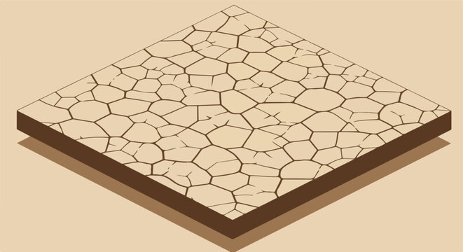 Desert Drought Parched Land Isometric Illustration. Use graphic design element