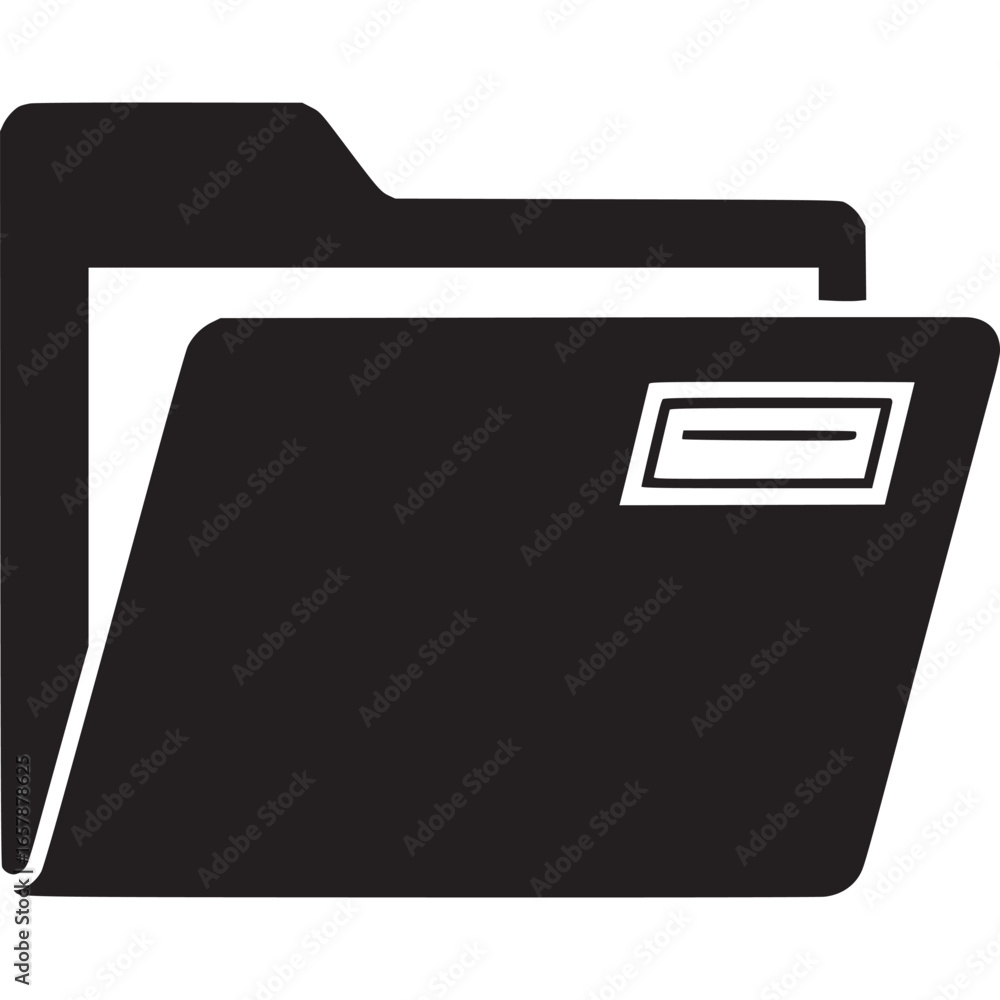 Poster open folder icon isolated on white background, representing file storage and document archive for bu
