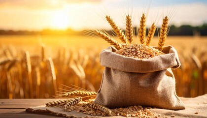 Golden ears of wheat stand tall in a summer field under a blue sky, ready for the harvest