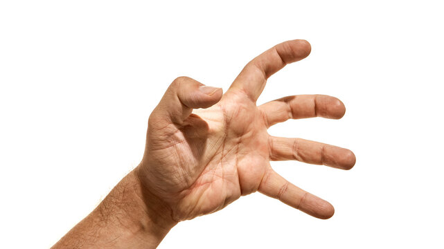 Human hand stretched open in expressive gesture. Concept of communication, psychology, pop culture, advertising, and editorial design.