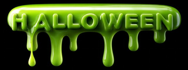 Creative Halloween typography with dripping green letters celebrating the spooky season