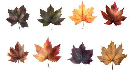 Fototapeta premium Maple leaves, leaf group pictures, autumn leaves, transparent pictures, png pictures