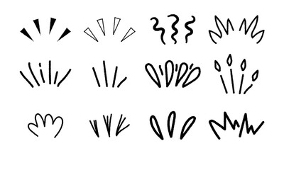 Doodle Line Sparkle Vector Set with Stars and Comic Burst Elements