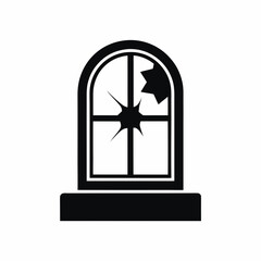 Broken window icon vector silhouette illustration isolated on white background