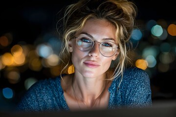 A committed pro ignites her productivity in her workspace like a star blazing.
