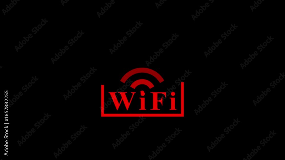 Poster red color wi fi icon animation. wifi icon symbolizing internet access. wi- fi network concept. radio