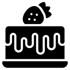 Cake icon in glyph style, suitable for food, fast food and restaurant concept illustrations