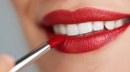 A polished, market-friendly photograph a vibrant collection for perfect lips: red lipstick, lip liner, gloss, balm, & brush - elevate your lip care routine

or

vibrant lip kit: red lipstick, lip.