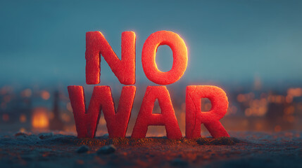 No War message, 3D illustration of peace and anti war concept