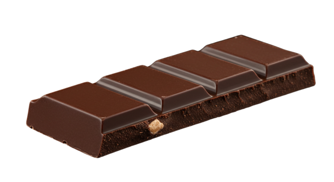 Delicious dark chocolate bar with breaking segments isolated for sweet confectionery advertising transparent background PNG, Realistic