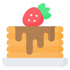 Pancake icon in flat style, suitable for food, fast food and restaurant concept illustrations