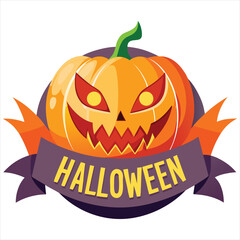 Happy Halloween. Happy Halloween text banner design template. Halloween pumpkin isolated on white background. Happy Halloween logo. Happy Halloween label. Happy Halloween sticker. Happy Halloween post