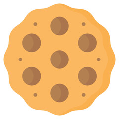 Cookie icon in flat style, suitable for food, fast food and restaurant concept illustrations