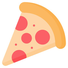 Pizza Slice icon in flat style, suitable for food, fast food and restaurant concept illustrations