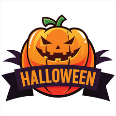 Happy Halloween. Happy Halloween text banner design template. Halloween pumpkin isolated on white background. Happy Halloween logo. Happy Halloween label. Happy Halloween sticker. Happy Halloween post