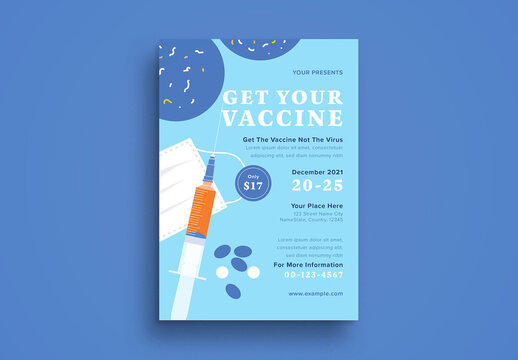 Blue Flat Design Get Vaccine Flyer Layout
