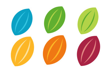 set of colorful Almond icon vector silhouette illustration isolated on white background