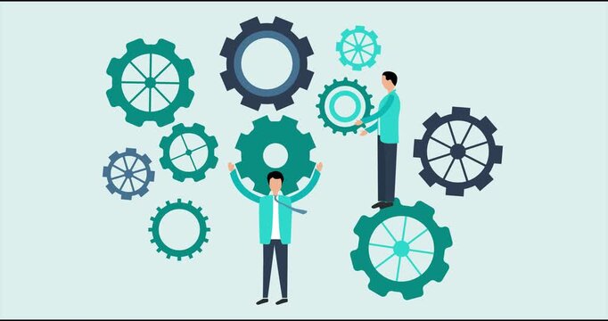 Professional business people with wheels moving in 4k video animation