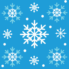 A beautiful seamless pattern of blue and white vector snowflakes, perfect for a cold winter holiday design