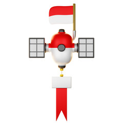 Indonesian Flag Satellite Icon for Global Communication and Digital Connectivity